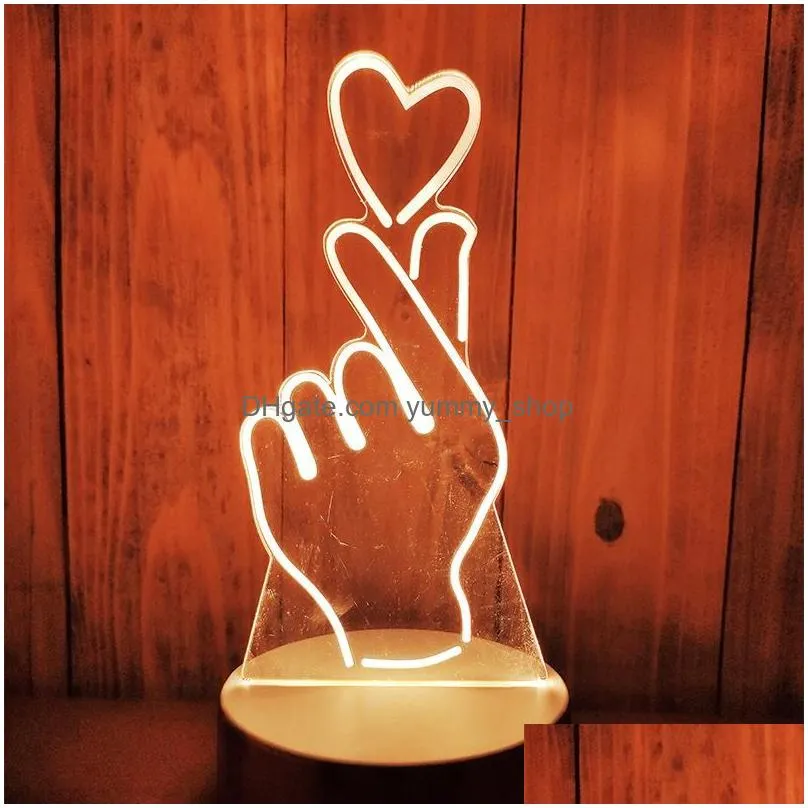 gift for girlfriend boyfriend 3d hologram lamp usb acrylic lights party favor anniversary present valentines day gift11949