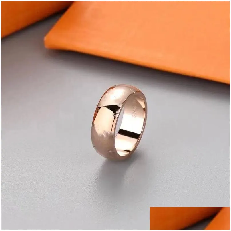 Band Rings Designer Ring Mens Band Rings 2021 Luxury Jewelry Women Titanium Steel Alloy Gold-Plated Craft Gold Sier Rose Never Fade N Dhufq