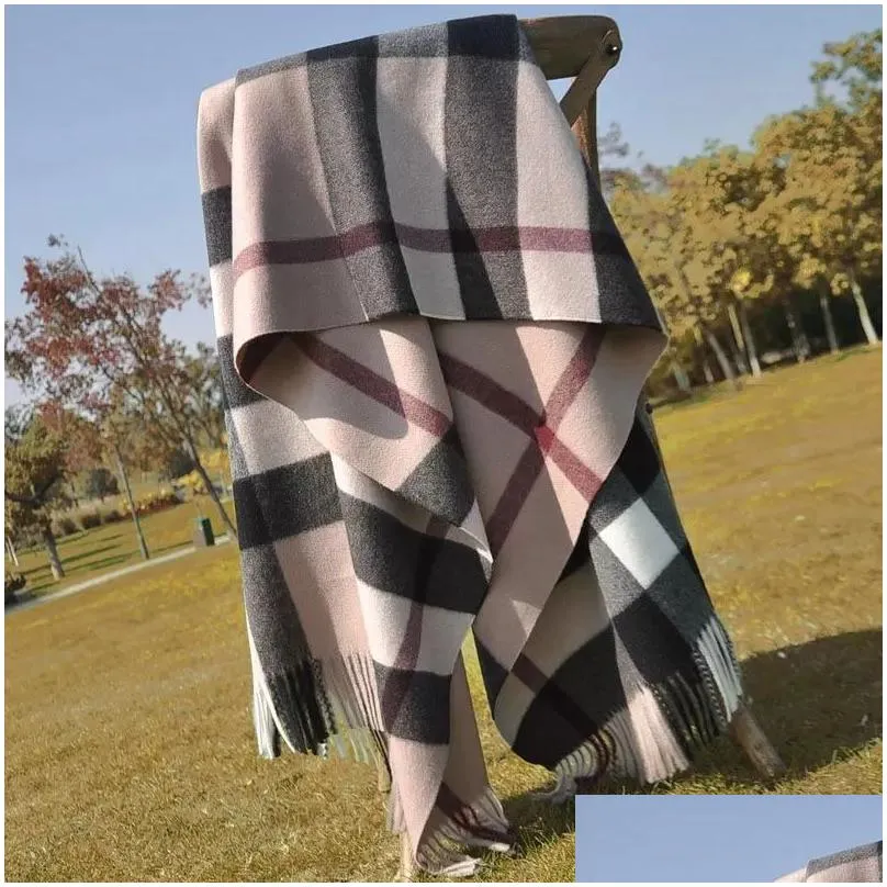 Scarves 2023 Designer Cashmere Scarf Winter Women And Men Long Quality Headband Fashion Classic Printed Check Big Plaid Shawls Drop De Dhayb