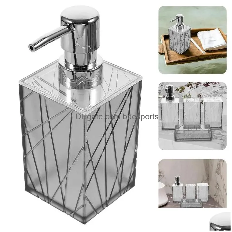 Bath Accessory Set 1 Bathroom Plastic Clear Soap Dispenser Toothbrush Holder Tray Counter Cup Drop Delivery Dhdbq