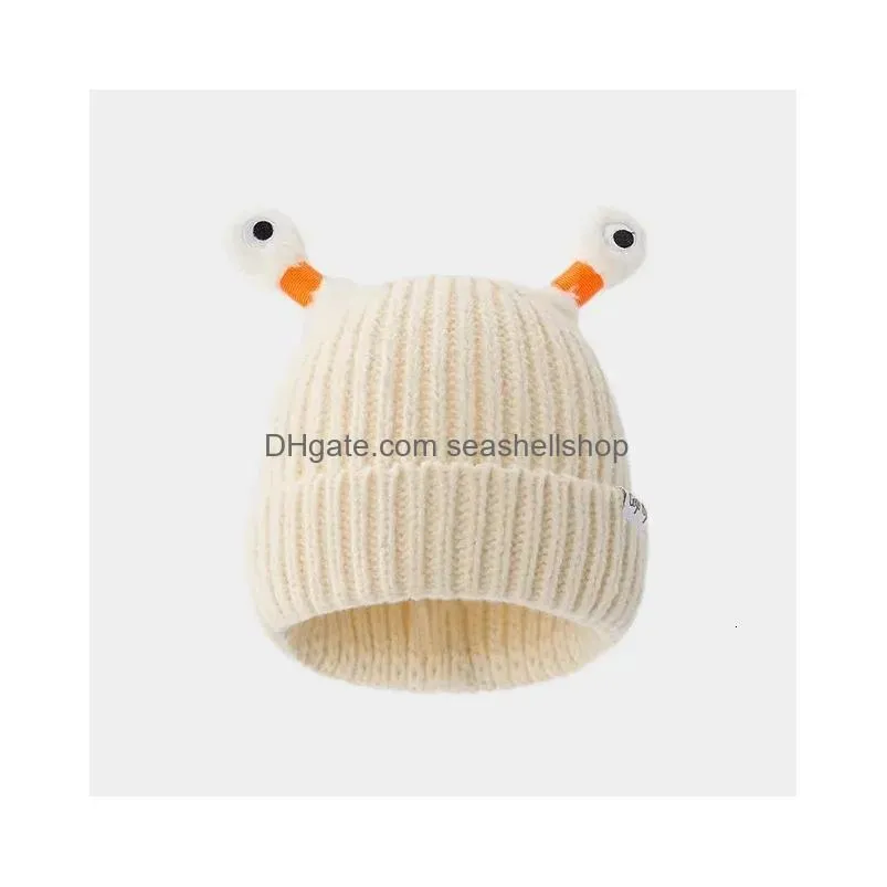 Beanie/Skull Caps Beanie Skl Caps Cute Cartoon Quirky Light Emitting Tentacle Knitted Hat Parent Child Models Warm Wool Cap Eyes Monst Dhlsx