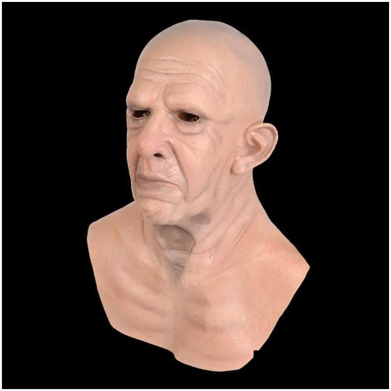 christmas old man latex mask latex xmas grandparents old people full head masks halloween costume party adult one size x0803