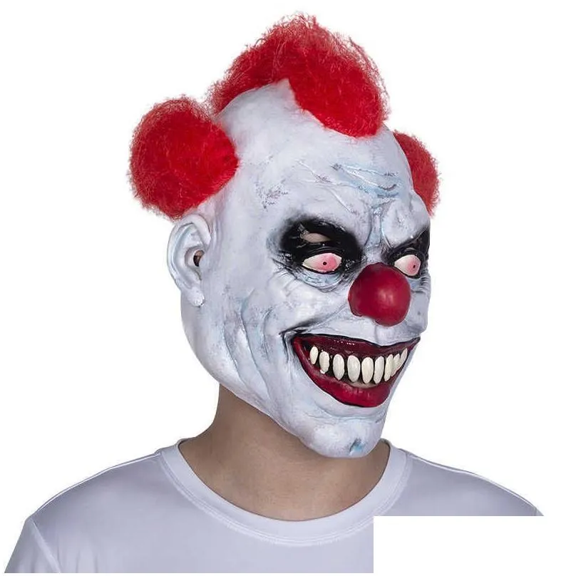 clown mask halloween horror party costume props spooky smiling clown cosplay heaear terror party escape drup x0803