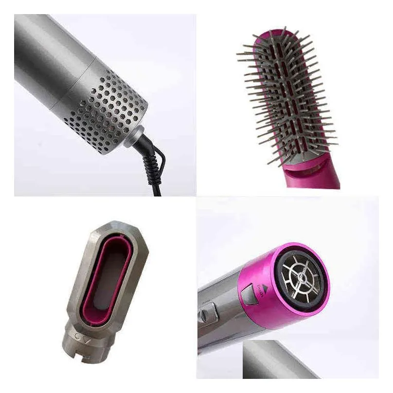 british plug five in one hot air blower electric comb negative ion straight hair brush air curling iron ceramic curling iron rotating hair straighteners d
