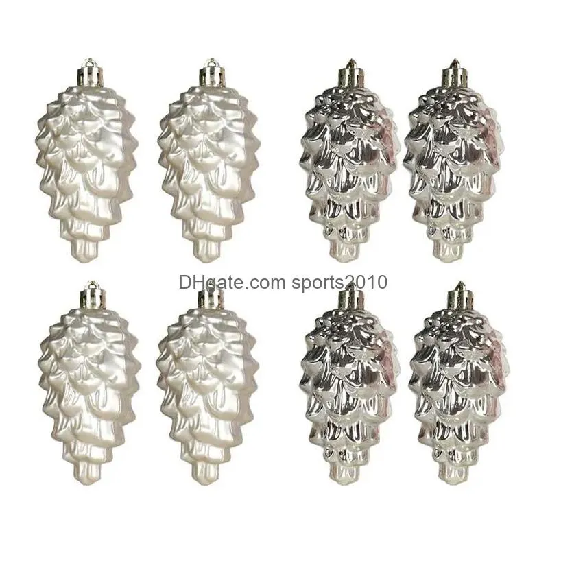 Christmas Decorations Christmas Pinecone Ornament 8Pcs 9Cm Hanging Plastic Pine Cone Painted Tree Decoration 828 Drop Delivery Home Ga Dh32A