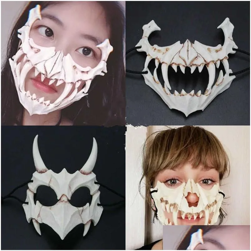 japanese dragon god mask eco-friendly cosplay props unisex halloween animal tiger natural resin masks for men women adult x0803