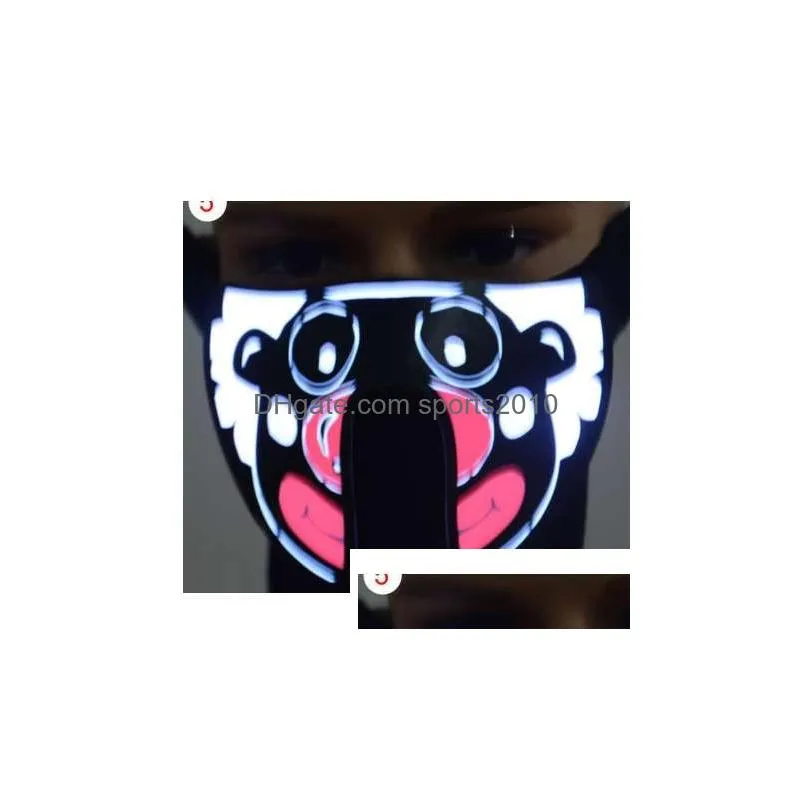 Party Masks Led Luminous Flashing Face Mask Party Masks Light Up Drop Delivery Home Garden Festive Party Supplies Dhbz8