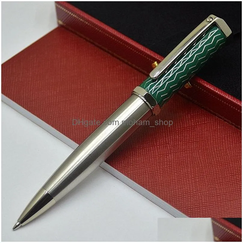 Ballpoint Pens Wholesale Limited Edition Santos-Dumont Pen High Quality Sier Black Metal Ball Writing Smooth Office School Supplies Dhpcw