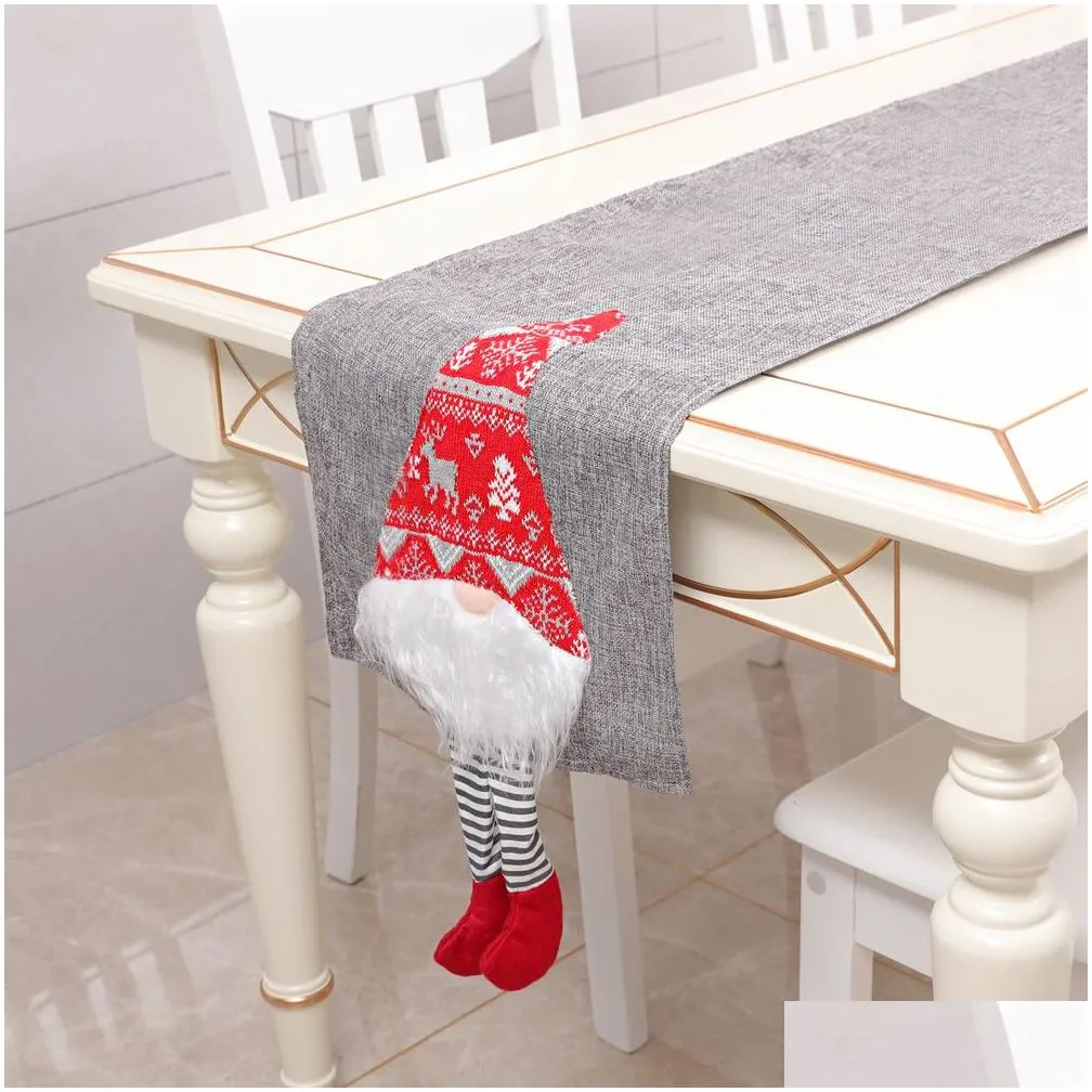  arrival christmas faceless doll table runner cloths home textiles garden red and gray fabric for christmas party decoration supploers