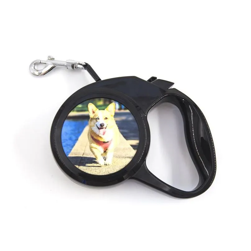 sea sublimation retractable dog leashes blanks white lead pets cats puppy leash automatic retracted black dogdy collars walking lead for small and medium pet 3