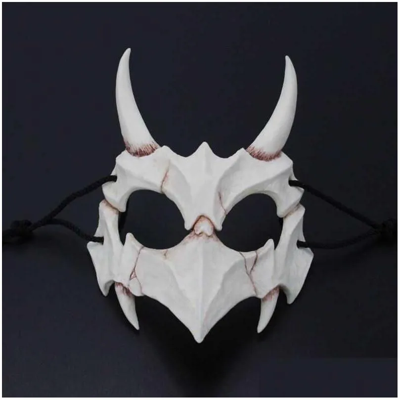 the japanese dragon god mask half face eco-friendly resin skull mask for party cosplay animal mask x0803