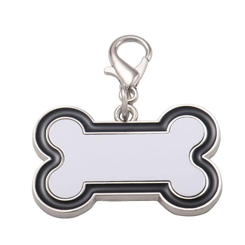 Dog Tag Id Card Sublimation Blanks Metal Tags Personalized White Diy Cards Zinc Bone Cat Paw Shape Pet Decorative Pendants With Buck Dhwbe