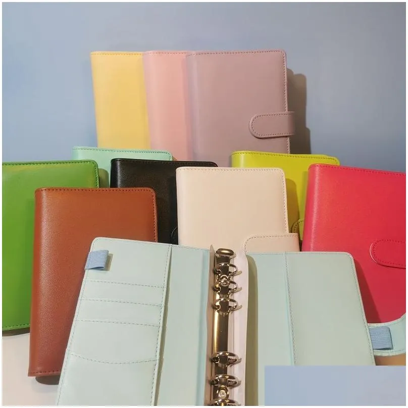Filing Supplies Wholesale Usa Stocks 10 Ron Colors Mixed A6 Binders With Plastic Inserts 130X190Mm Empty Loose Leaf Notebook Leather Dhtol