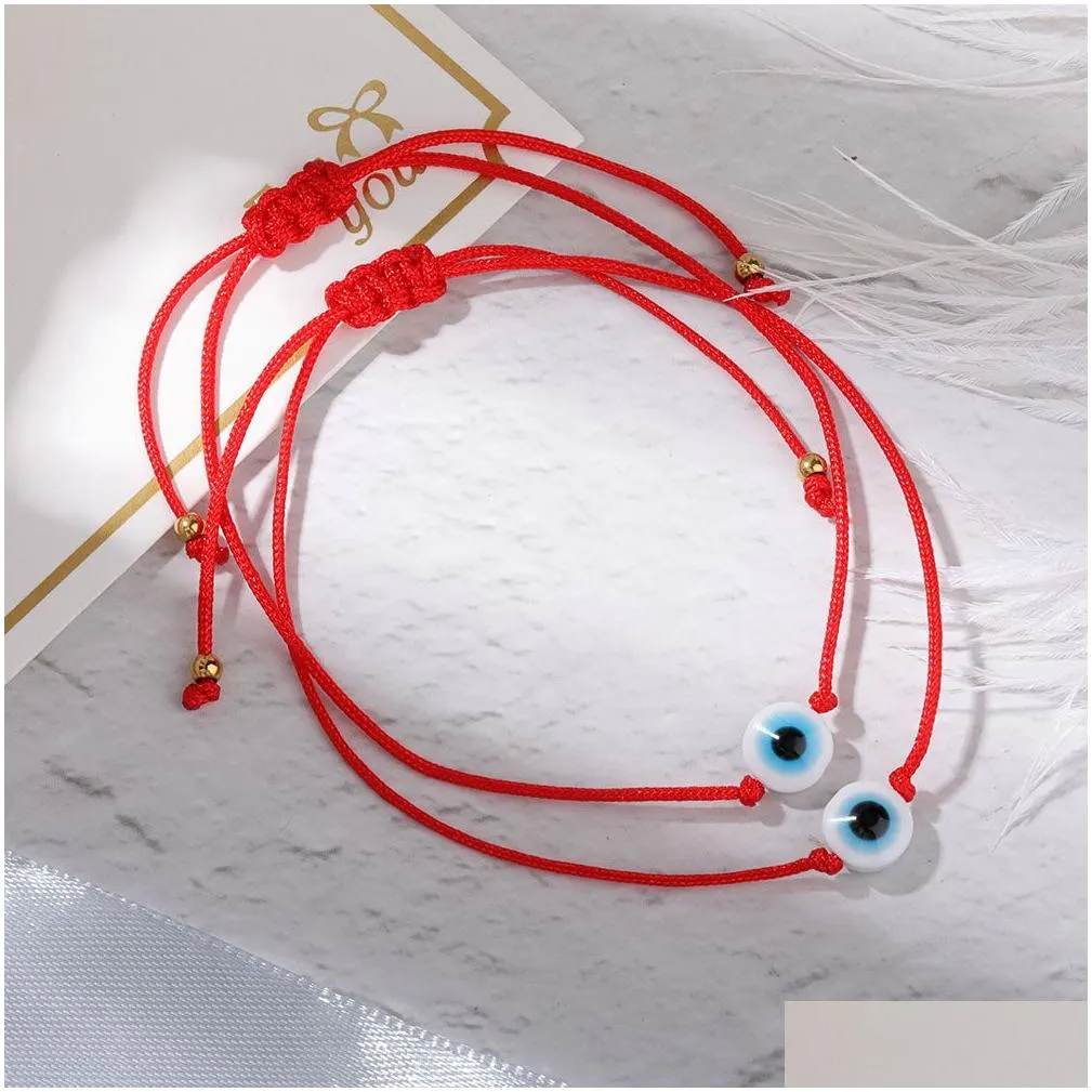 handmade evil blue eye bracelets set with card red black string bracelet protection luck amulet for women men family friends