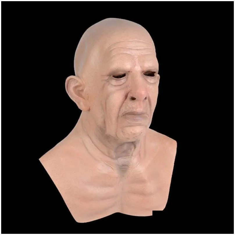 christmas old man latex mask latex xmas grandparents old people full head masks halloween costume party adult one size x0803