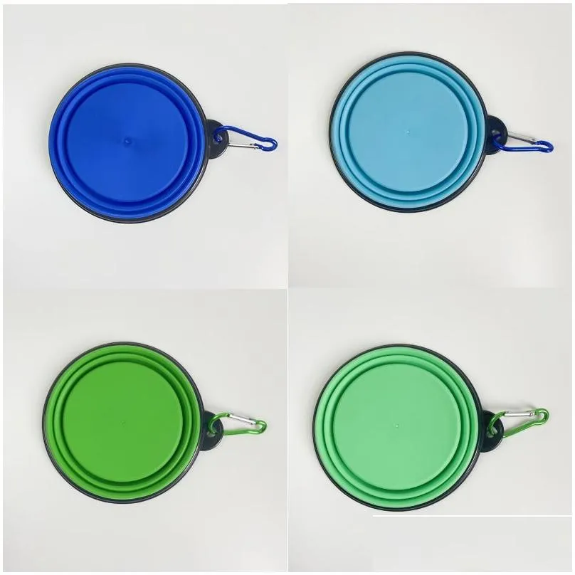 foding bowls for pet tpe three size silicon dog and cat portable bowl feeders in door or outdoor with carabiner sea freight