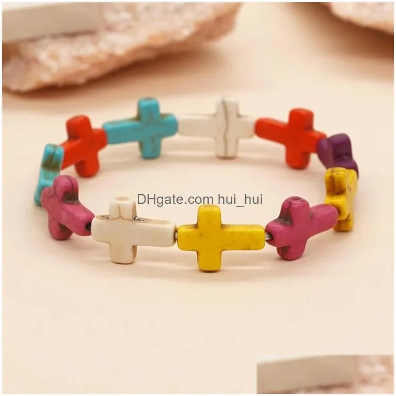 link bracelets go2boho gemstone colorful cross stretch boho fashion festival trendy healing protection chain for women men friend