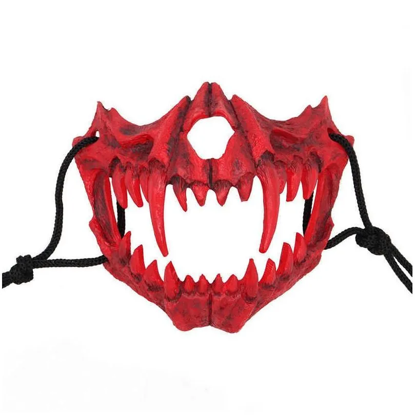 the japanese dragon god mask half face eco-friendly resin skull mask for party cosplay animal mask x0803