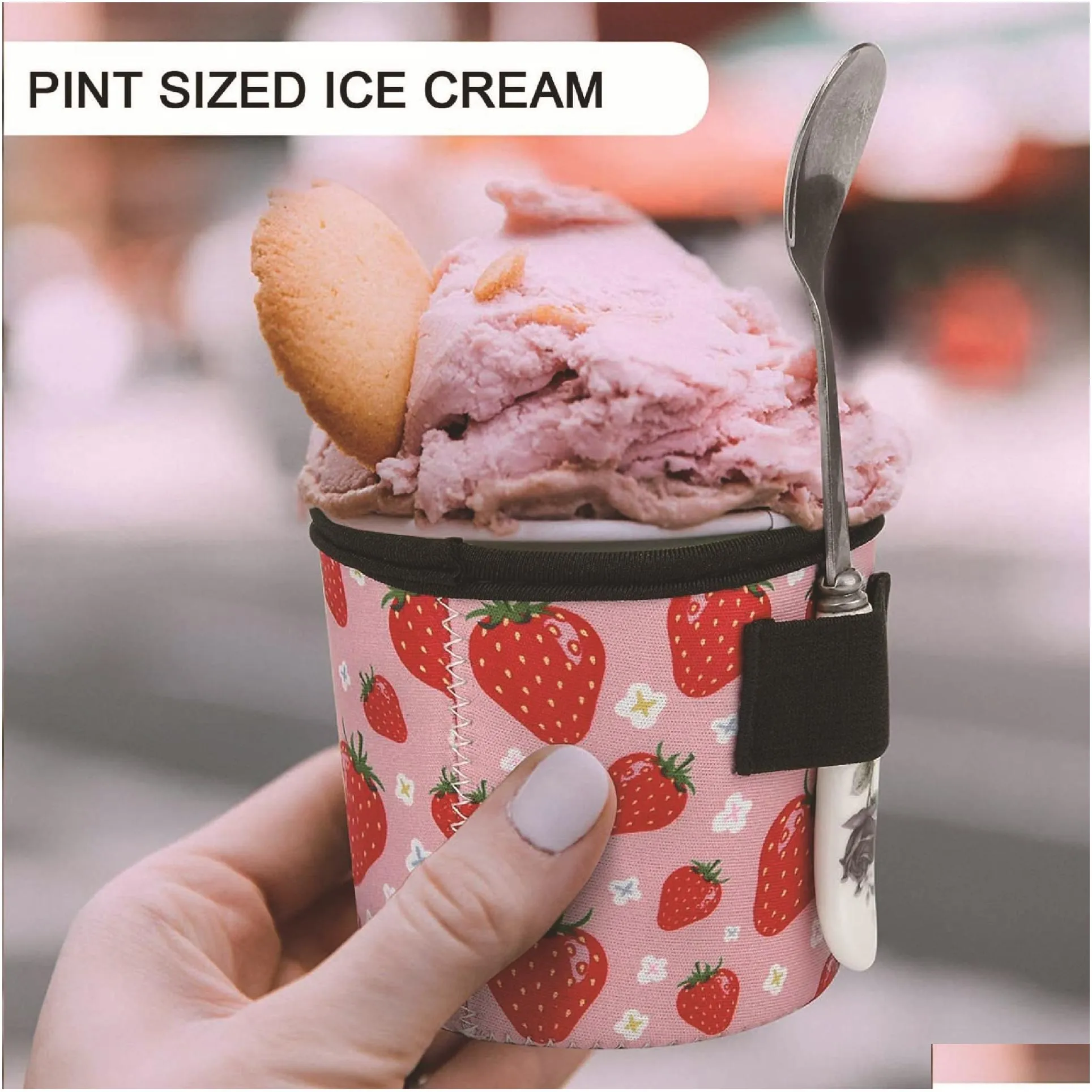 sublimation white ice cream pint sized koozies drinkware handle submersible thermal insulation ice cream cup holder