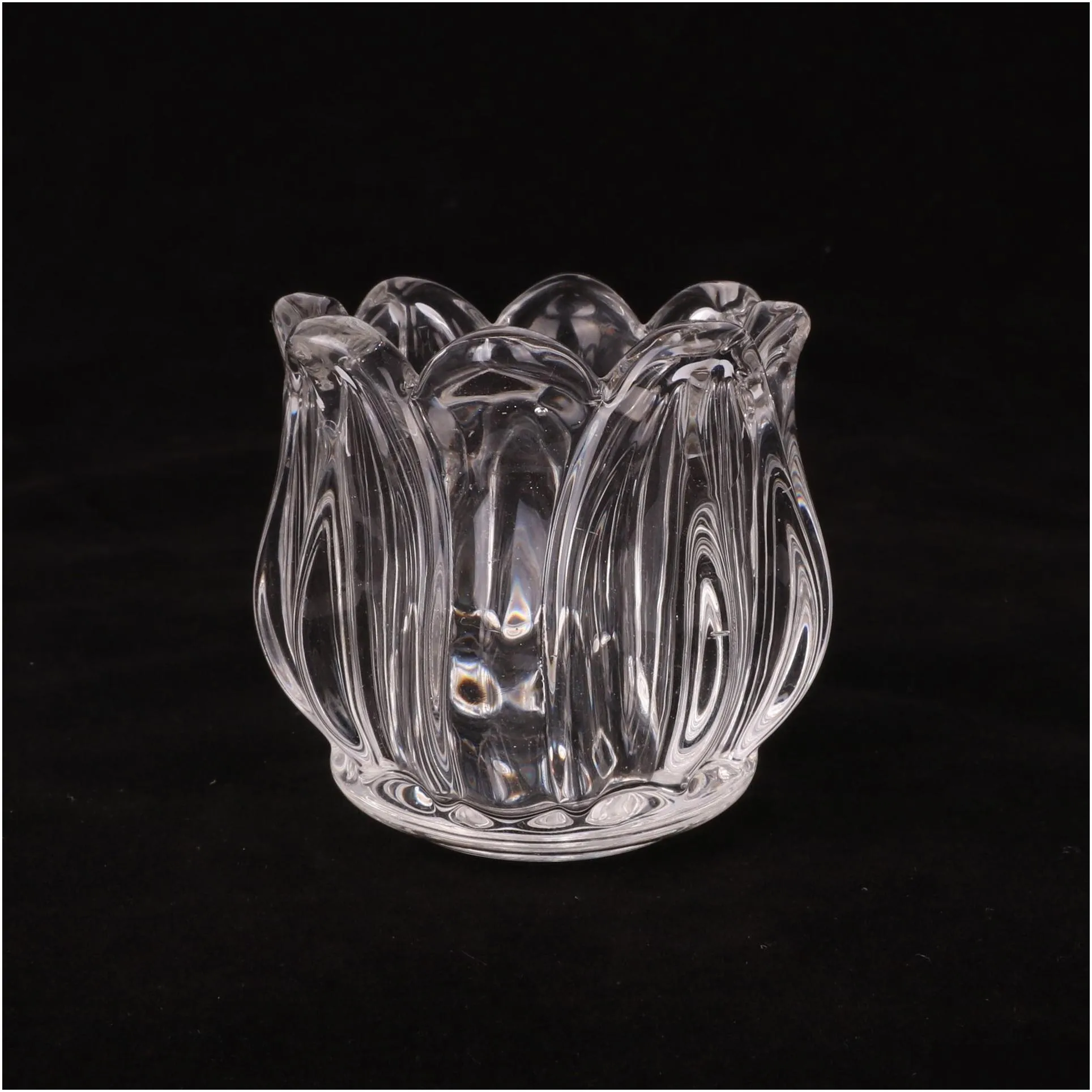 tulip flower glass candle holder crystal glass wedding decoration 2.5 inch high and caliber