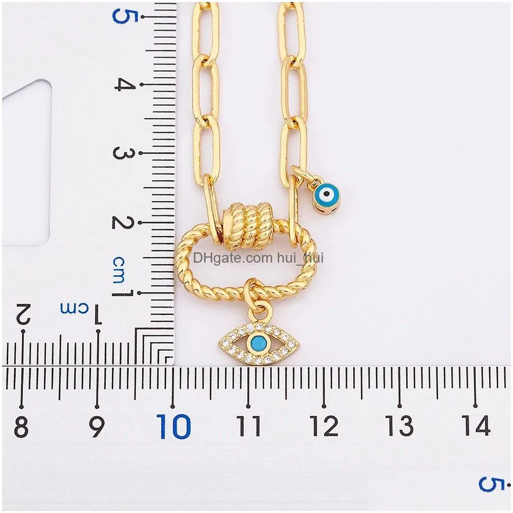  classic 14k yellow gold zircon original evil eye pendant bracelets bead charms jewelry fashion women gift