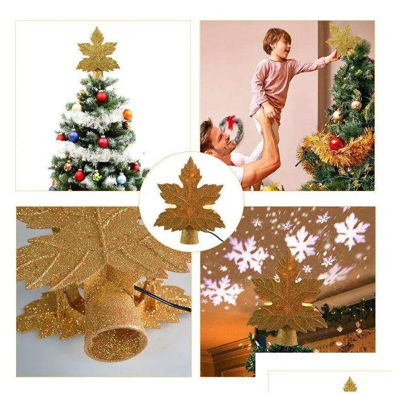 Christmas Decorations Led Decoration Tree Topper Ornaments Xmas Starry Lights Projector Fairy Sky Star Snowflake Laser Projection De Dhwtw