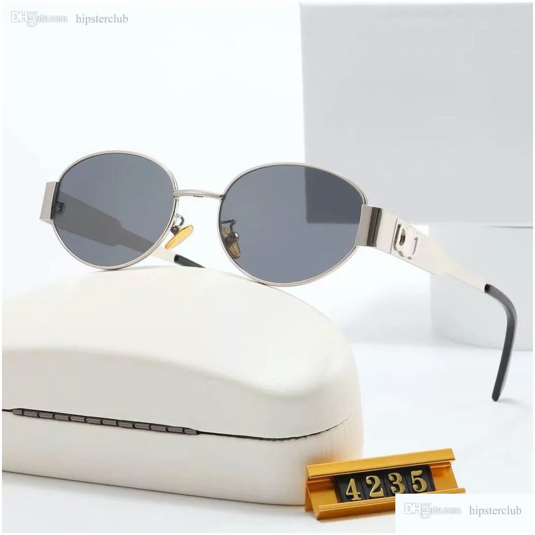 fashion luxury designer sunglasses for women`s men glasses same sunglasses as lisa triomphe beach street photo small sunnies metal full frame with gift