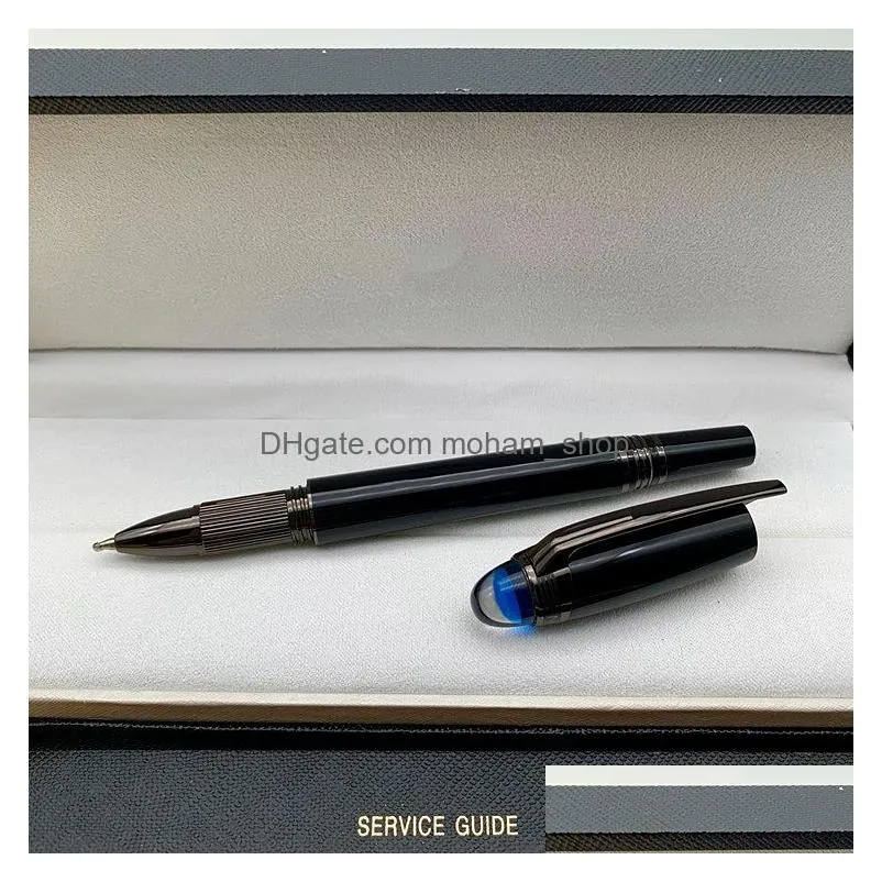 Ballpoint Pens Wholesale Luxury Gift Pen High Quality Blue Crystal Top Rollerball Office School Supplies Writing Smooth Fountain Wit Dhgix