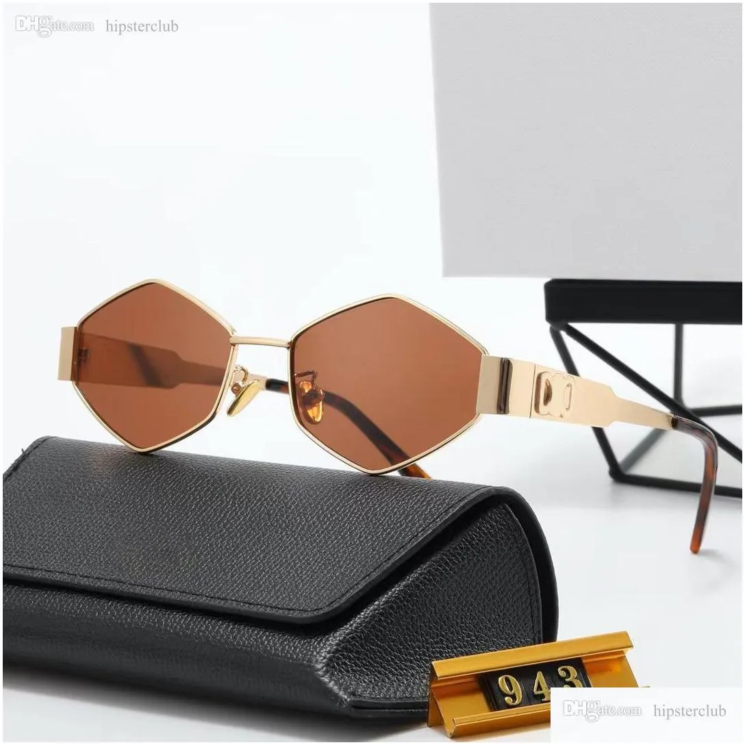 fashion luxury designer sunglasses for women`s men glasses same sunglasses as lisa triomphe beach street photo small sunnies metal full frame with gift