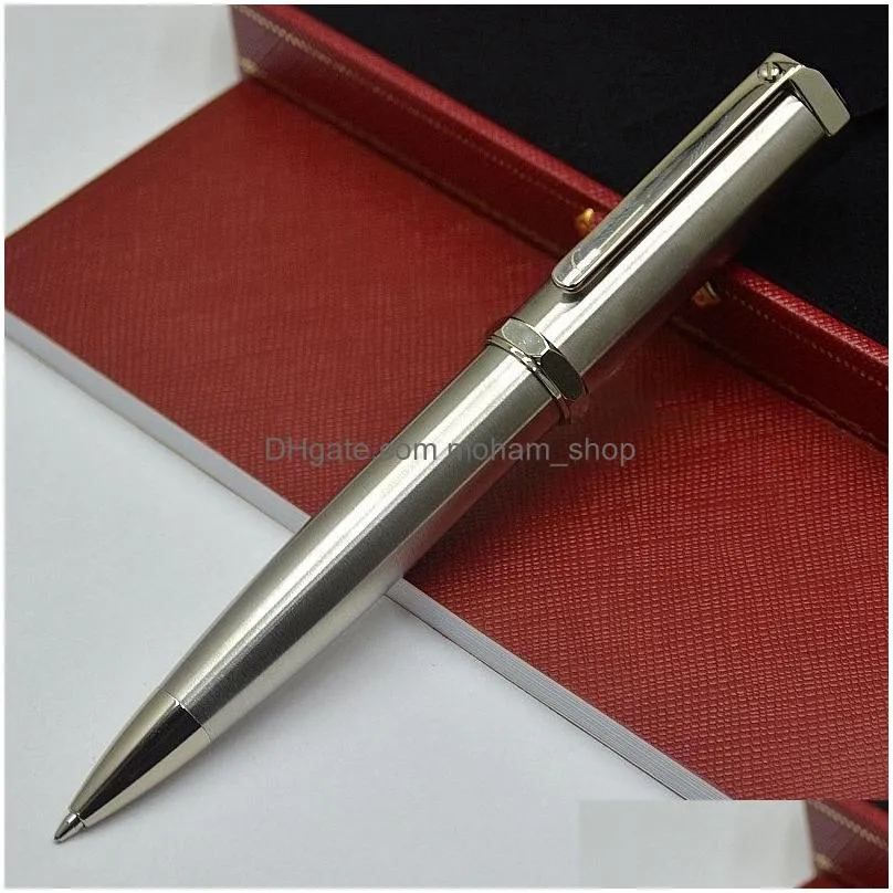 Ballpoint Pens Wholesale Limited Edition Santos-Dumont Pen High Quality Sier Black Metal Ball Writing Smooth Office School Supplies Dhpcw