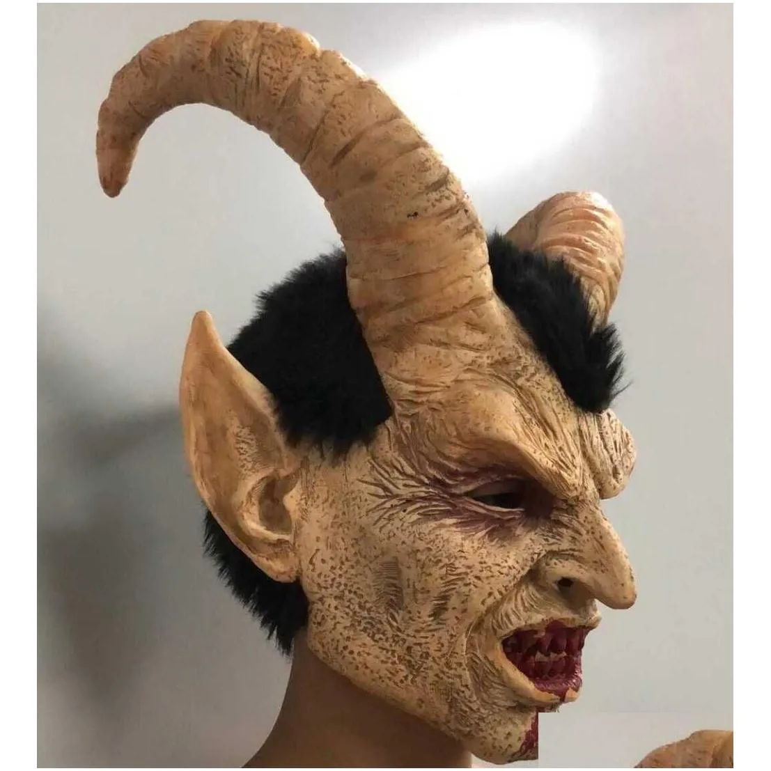 lucifer horn masque latex masks halloween costume scary demon devil movie cosplay horrible mask adults party props x0803