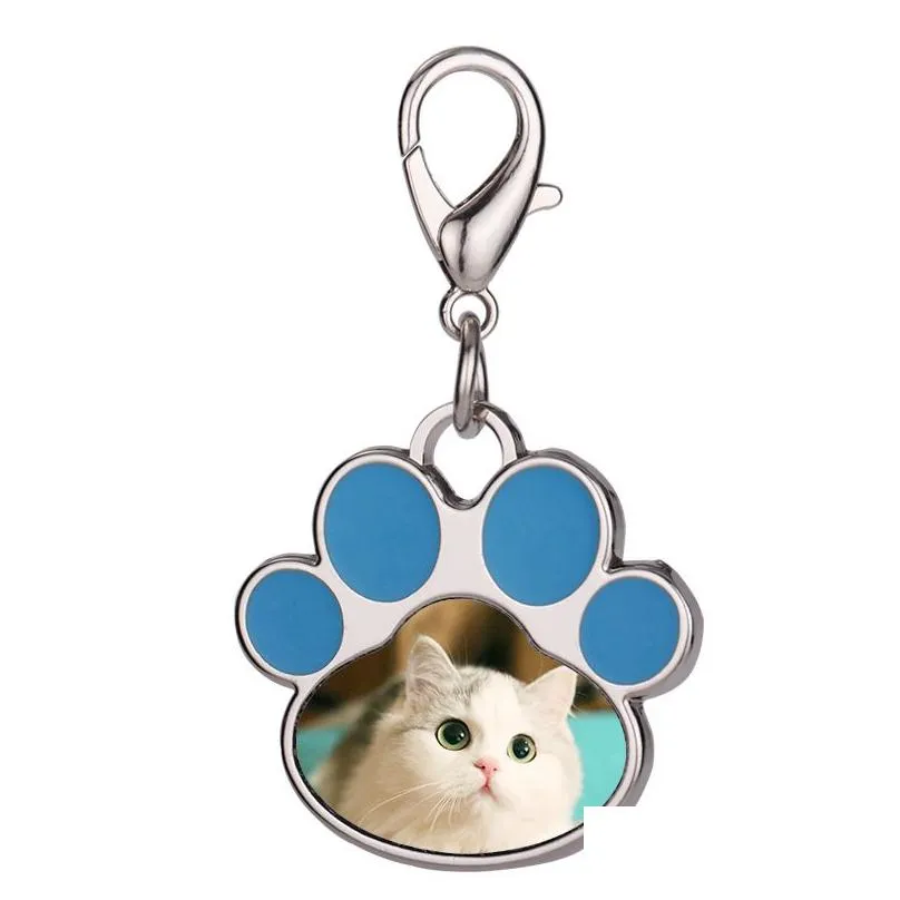 Dog Tag Id Card Blank Sublimation Metal Tags Personalized White Diy Cards Zinc Bone Cat Paw Shape Pet Decorative Pendants With Buckl Dhiqg