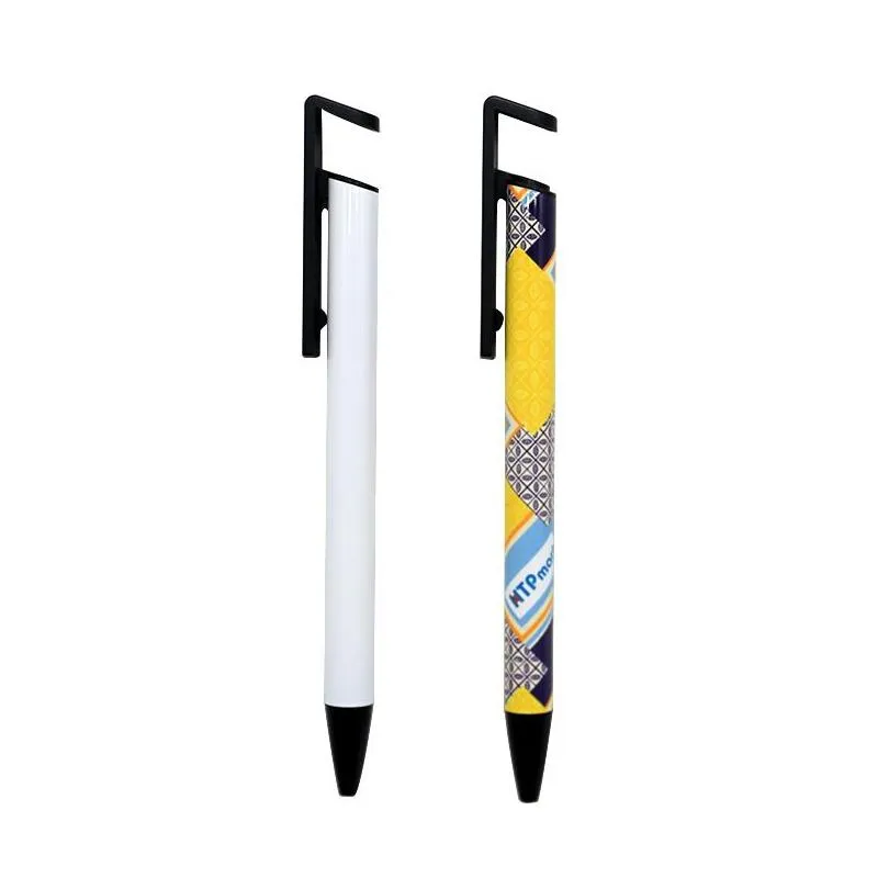 wholesale 2 in 1 sublimation pens with shrink wraps cartridge diy blanks phone holders thermal heat transfer white ballpoint gel pen wholesale unique gifts for students