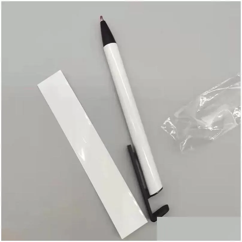 wholesale 2 in 1 sublimation pens with shrink wraps cartridge diy blanks phone holders thermal heat transfer white ballpoint gel pen wholesale unique gifts for students