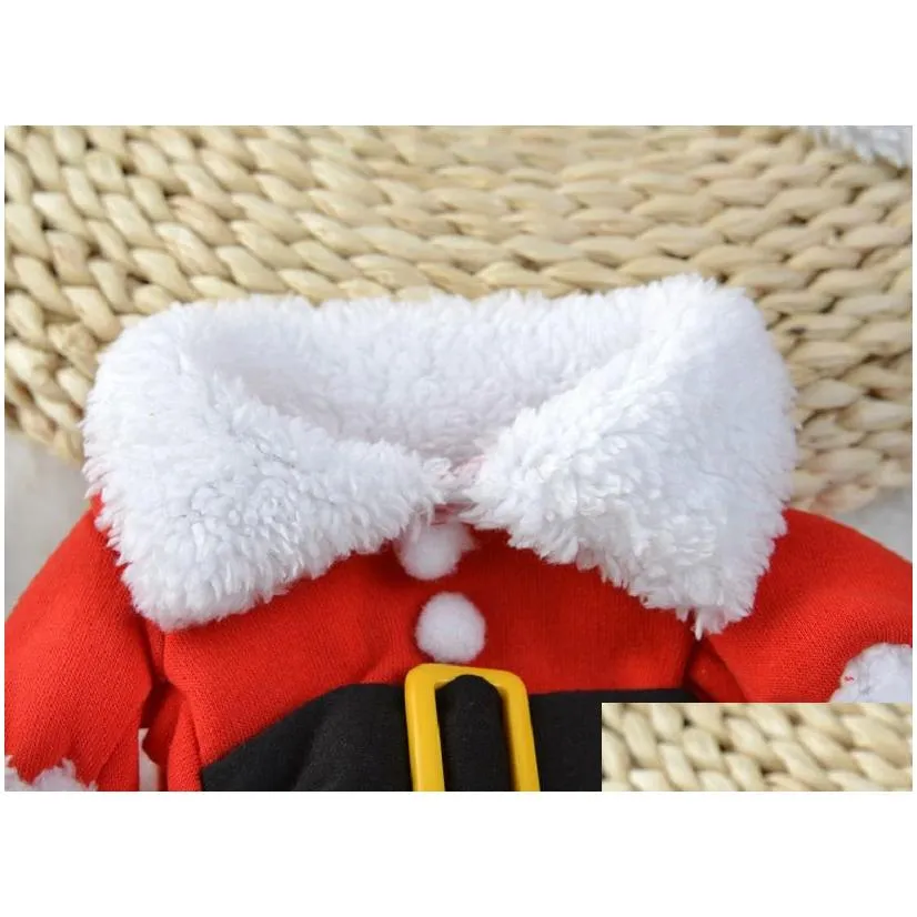 Dog Apparel Xs To Xxl Christmas Pet Clothes With Hat Year Party Decorations Red Winter Cats Accessories Sweet Santa Claus Cosplay Lo Dh8Fd