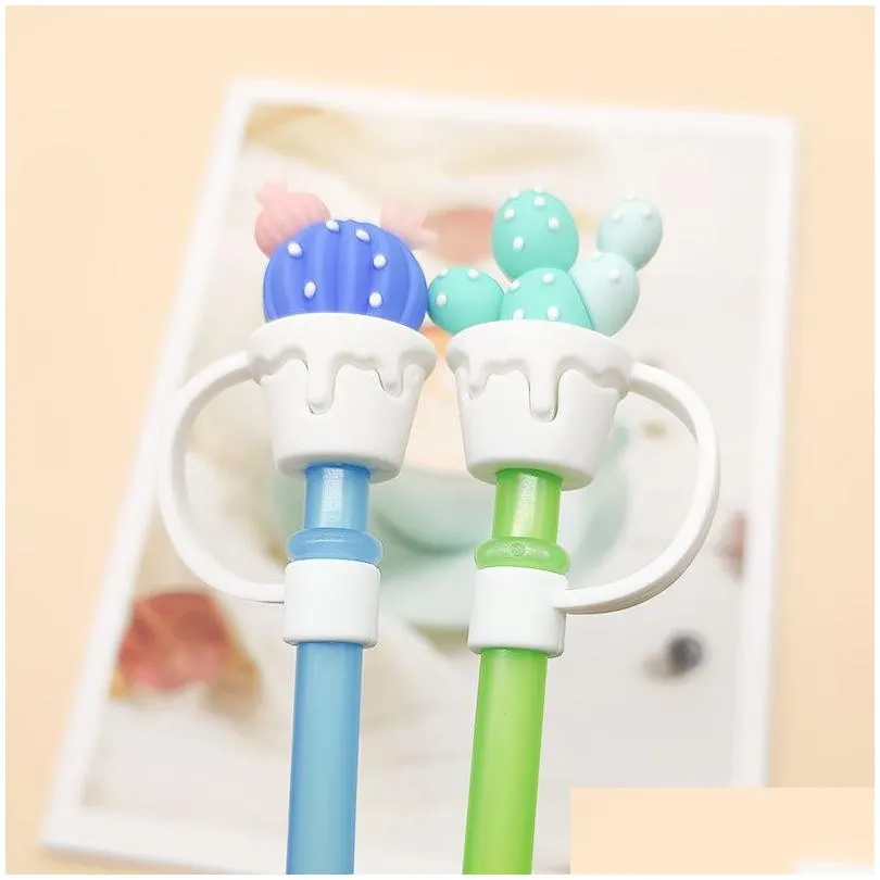 wholesale cute straw cap silicone pipe dust-proof cap personalized drink straw cover 22 kinds of hats min