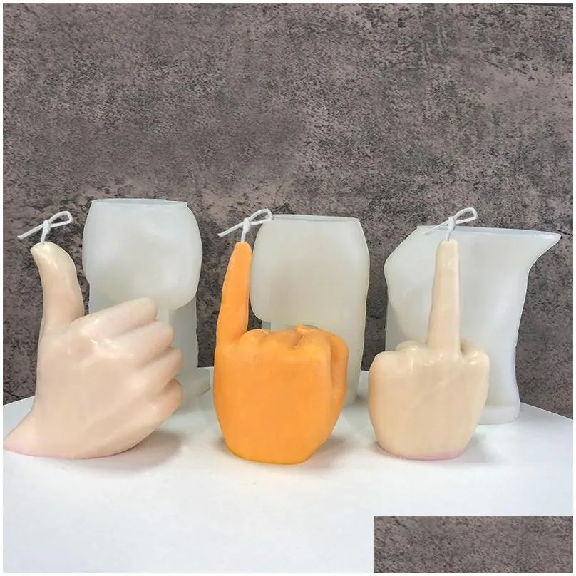 12 types hand shaped candle silicone molds diy 3d gesture scented candles soap mould fingers perfume wax plaster chocolate cake decoration moulds handmade