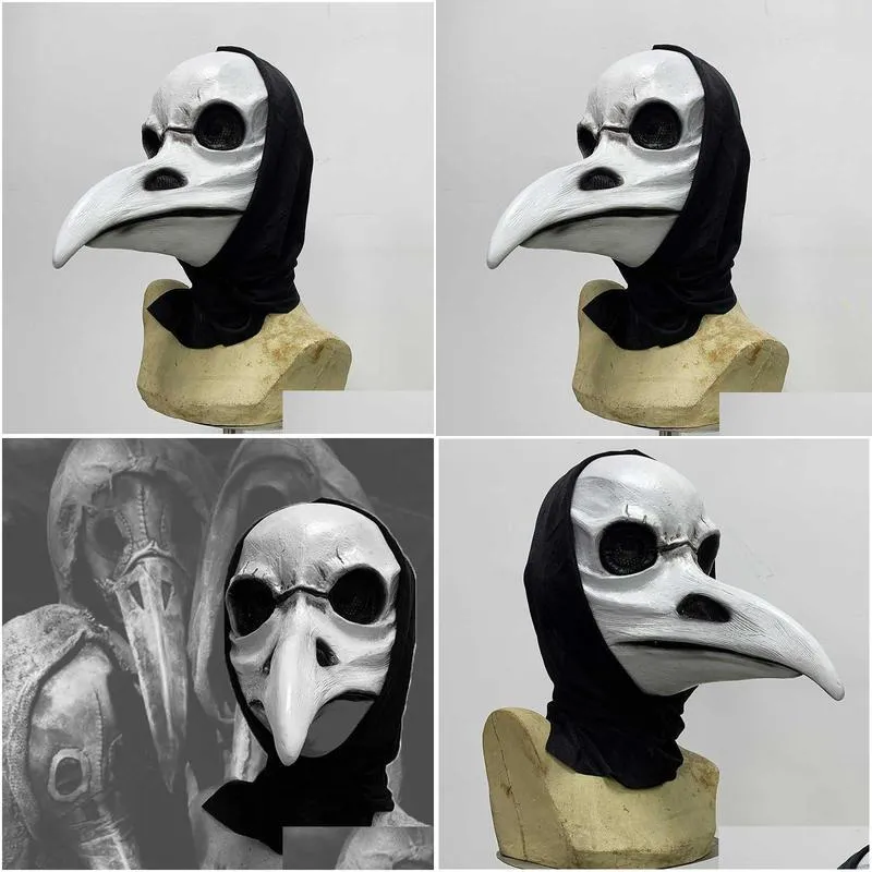 medieval steampunk plague tor mask latex with cloth punk bird cosplay adult halloween party costume props x0803