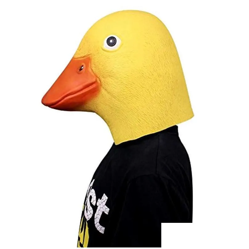 takerlama cute animal mask novelty latex rubber creepy funny yellow duck heaear halloween party cosplay costume x0803