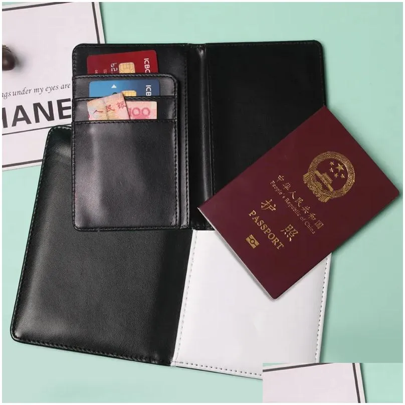 wholesale sublimation blank passport card holders cover heat transfer printing pu leather passport case 7.7x5.6 inch min