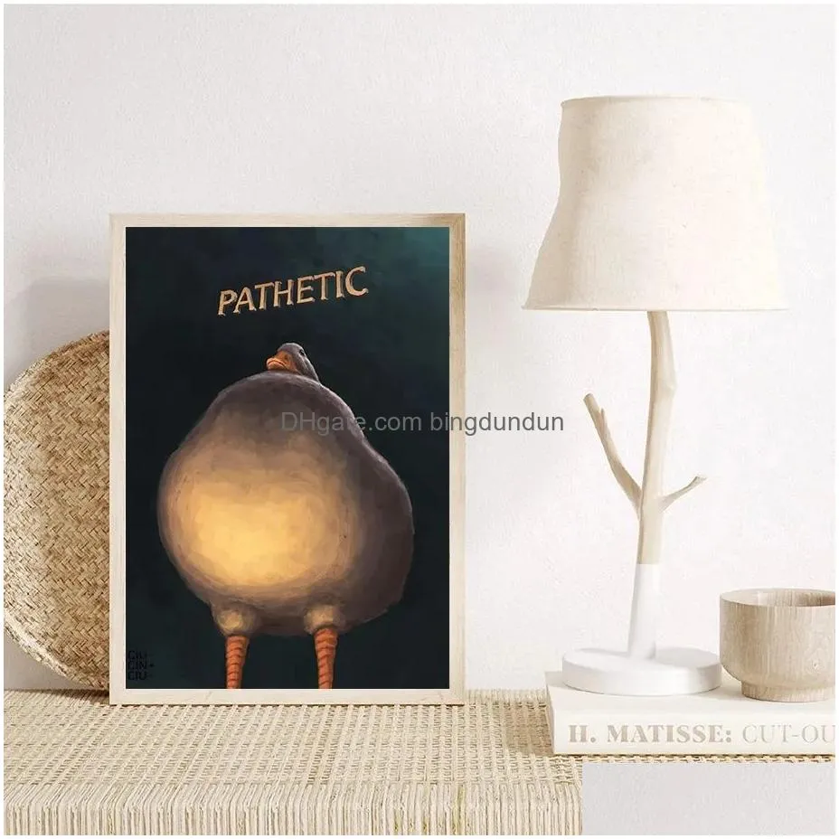 Paintings Canvas Painting Duck Funny Poster Pathetic Humor Judgmental Wall Art Picture Print Living Room Home Decoration Gift Cuadros Dhppr