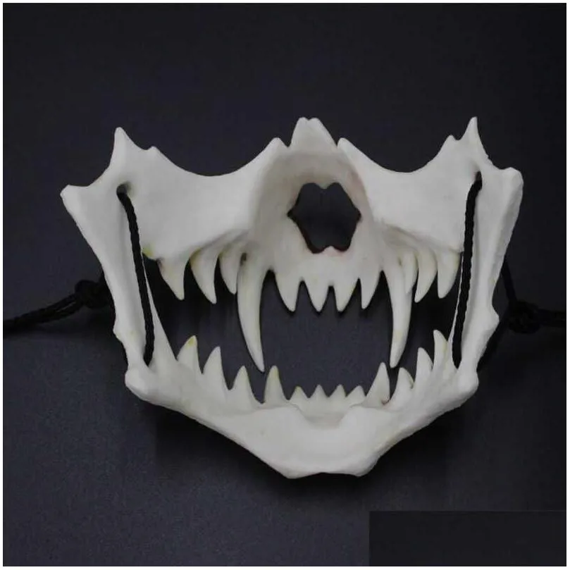 the japanese dragon god mask half face eco-friendly resin skull mask for party cosplay animal mask x0803