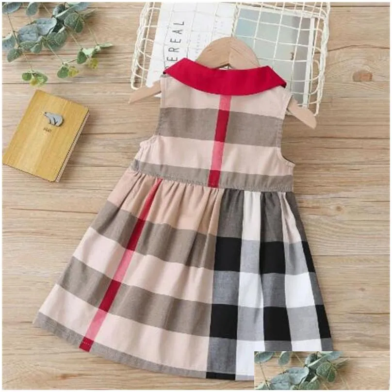 2024 cotton plaid dress for baby girlsshort sleeves infant kids dress girl princess birthday party clothes summer gift