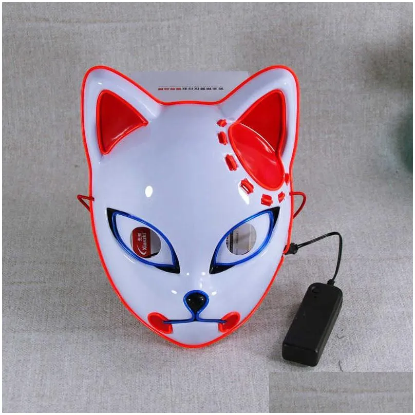 anime demon slayer cosplay mask led for men women sabito kamado tanjirou makomo halloween party cosplay props x0803