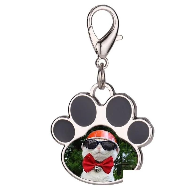 Dog Tag Id Card Blank Sublimation Metal Tags Personalized White Diy Cards Zinc Bone Cat Paw Shape Pet Decorative Pendants With Buckl Dhiqg
