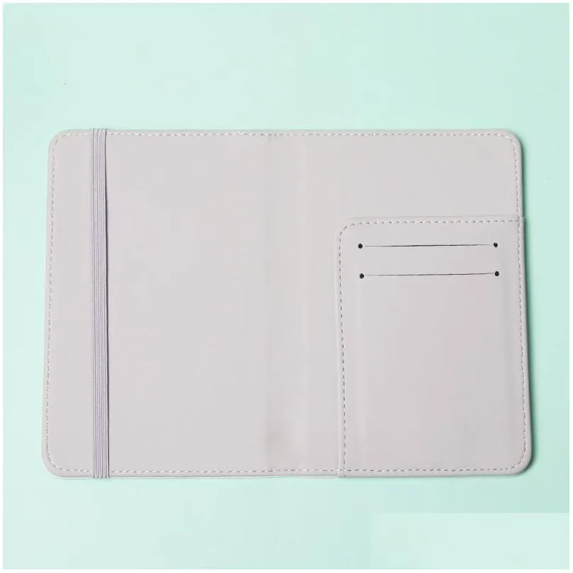 sublimation blank passport card holders cover heat transfer printing pu leather passport case 7.7x5.6 inch min