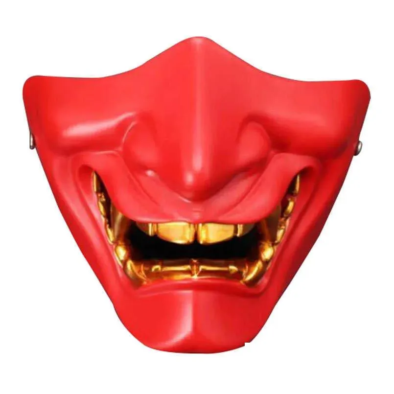 high quality halloween prajna mask half face devil traditional japanese halloween mask demon fancy prajna role playing cosplay x0803