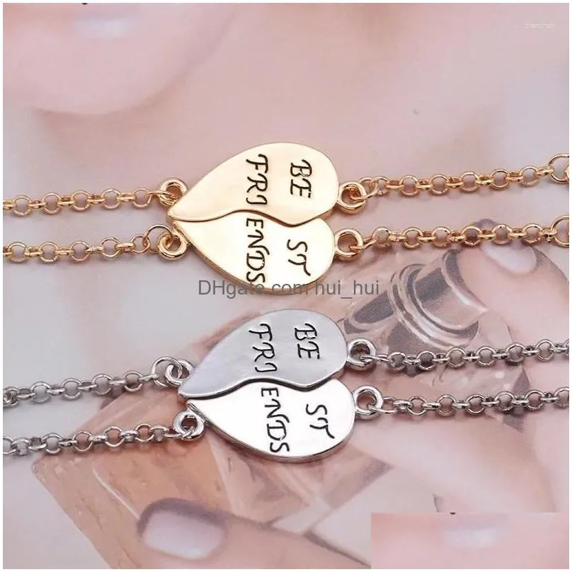 link bracelets fashion simple friends letter bracelet charm lady gold color tricolor jewelry wholesale trinkets