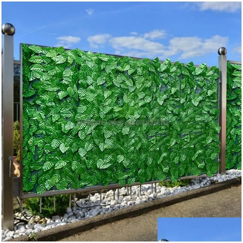 Decorative Flowers & Wreaths Artificial Leaf Sning Roll Uv Fade Protected Privacy Hedging Wall Landsca Garden Fence Balcony Sn For Out Dh25J