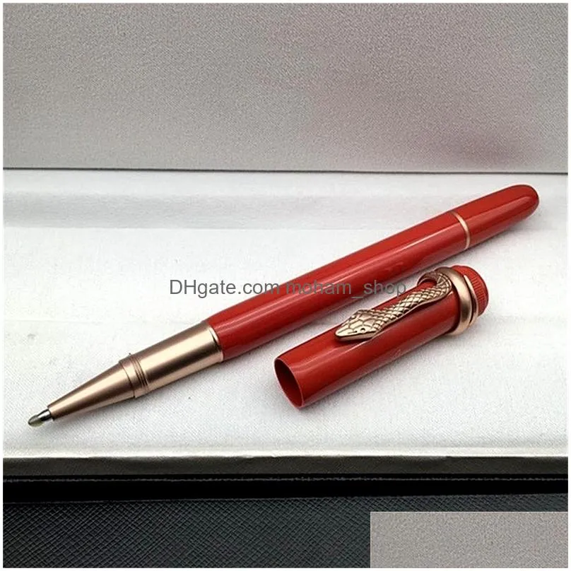 Ballpoint Pens Wholesale 1912 Special Edition Snake Clip Pen Rollerball Inheritance Series Black Red Brown Stationery Office School Dhuln